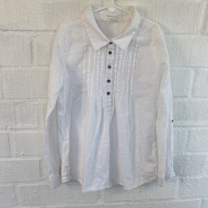 Pumpkin Patch Polo Long Sleeve Girls Kids White Blouse sz 12